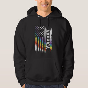 Amerika Verenigde Staten Verontruste Regenboog Ame Hoodie