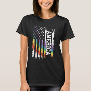 Amerika Verenigde Staten Verontruste Regenboog Ame T-shirt