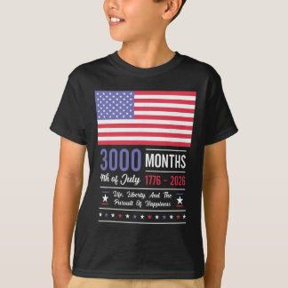 Amerika Verjaardag VS 3000 Maanden 250 Jaar Juli T-shirt