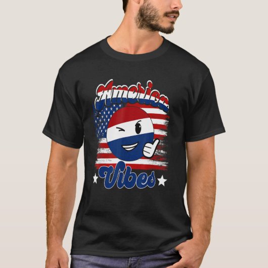 Amerika Vibes Amerikaanse vlag Happy Face T-shirt (Voorkant)