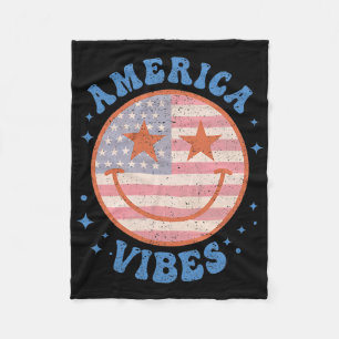 Amerika Vibes Gelukkig Gezicht Glimlach Amerikaans Fleece Deken