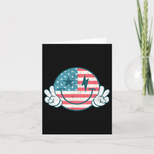 Amerika Vibes Lachend Gezicht Amerikaanse Vlag 4 j Kaart