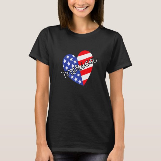 Amerika vierde juli Amerikaans Patriottisch Hart T-shirt (Voorkant)
