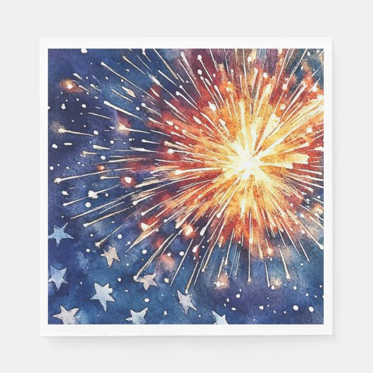 Amerika viering. Sterren en vuurwerk. Servetten (Voorkant)