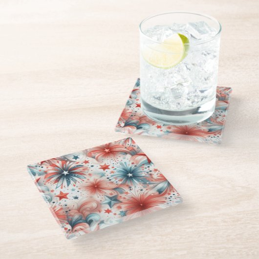 Amerika viert glazen onderzetter (Schuin)