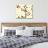 Amerika vintage kaart 1670 op canvas afdruk (Insitu (Slaapkamer))