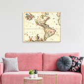 Amerika vintage kaart 1670 op canvas afdruk (Insitu (Woonkamer))