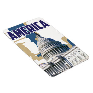 Amerika vintage reisposter magneet