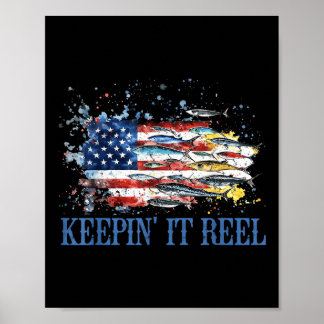 Amerika Vis Vlag Blijft Het Reel Retro 4 juli Poster