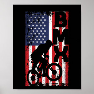 Amerika vlag BMX race extreme sport Poster