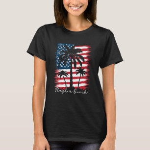 Amerika Vlag Flagler Strand Palm Tree Zomer Vibe 4 T-shirt