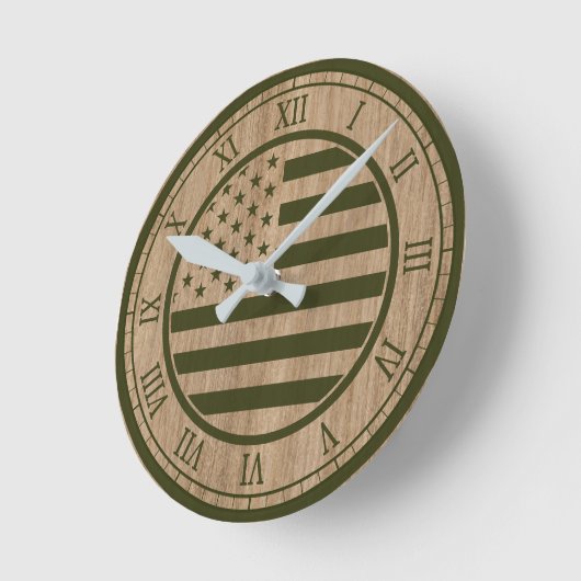 Amerika Vlag Groen Leger Ronde Klok (Hoek)