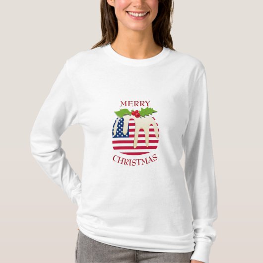 AMERIKA VLAG Kerstmis Pudding T-shirt (Voorkant)