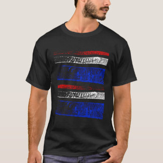Amerika Vlag Kleuren Dubbel Vervaagd Strepen Urban T-shirt