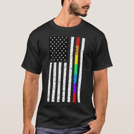 Amerika Vlag LGBT Gay Pride Gift USA T-shirt (Voorkant)