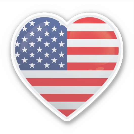 Amerika Vlag Liefde Icon Sticker (Voorkant)