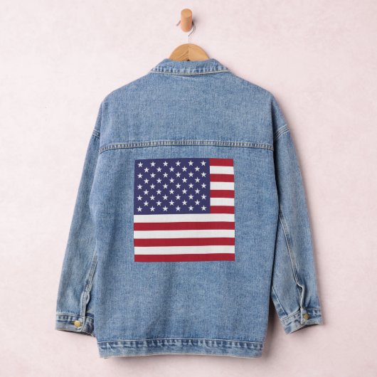 Amerika Vlag Rood Wit Blauw Patriottisch Vrouwen Denim Jacket (Hangar)