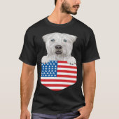 Amerika Vlag Zachte Gecoate Tarwe Terriër Hond In T-shirt (Voorkant)
