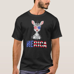 Amerika Vlag Zebra Zonnebril Patriottisch 4e van T-shirt
