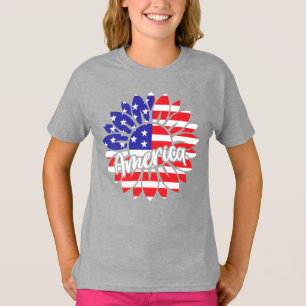 Amerika Vlag Zonnebloem Ontwerp T-shirt