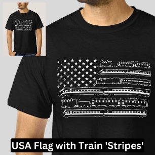 Amerika Vlaggensterren en Treinstrepen T-shirt