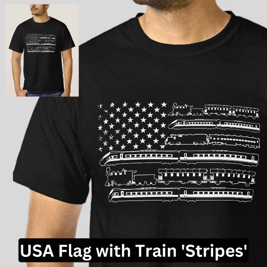 Amerika Vlaggensterren en Treinstrepen T-shirt