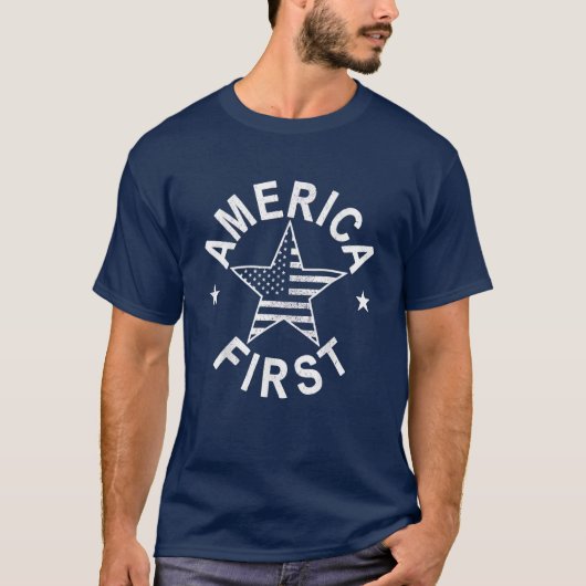Amerika voor het eerst in nood VS vlag patriottisc T-shirt (Voorkant)