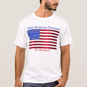 Amerika vooruit, niet achteruit Amerikaanse vlag T-shirt