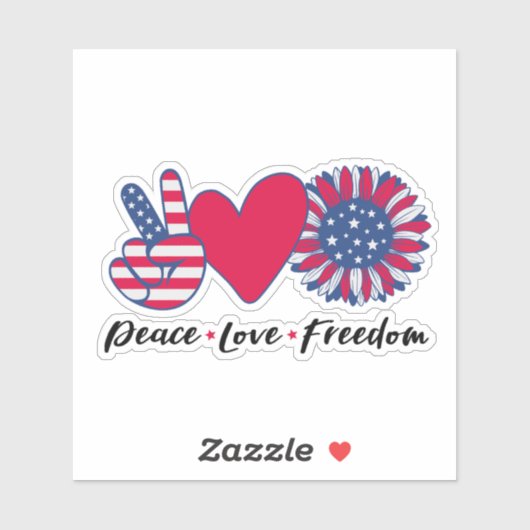 Amerika. Vrede. Liefde. Vrijheid. Sticker (Vel)