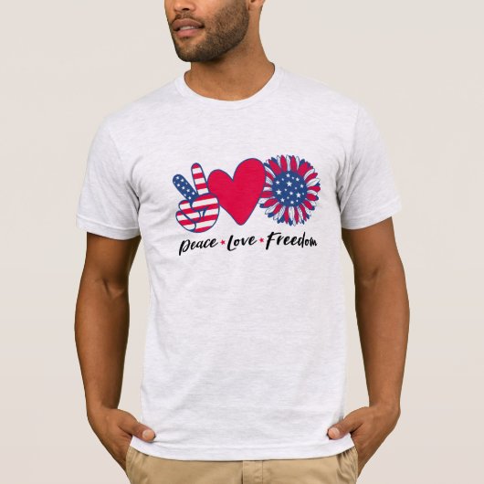 Amerika. Vrede. Liefde. Vrijheid. T-shirt (Voorkant)