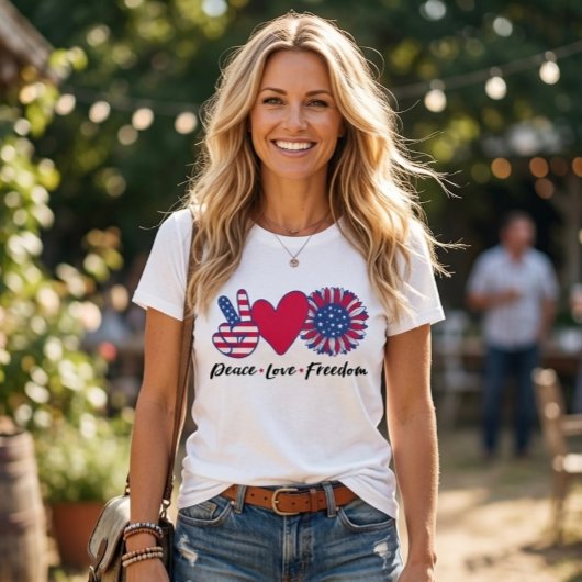 Amerika. Vrede. Liefde. Vrijheid. T-Shirt