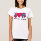 Amerika. Vrede. Liefde. Vrijheid. T-Shirt (Voorkant)