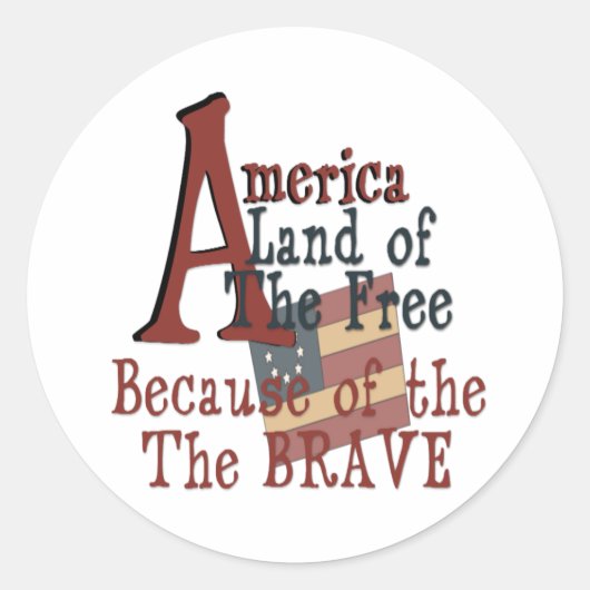 Amerika - Vrije land vanwege de Brave Ronde Sticker (Voorkant)