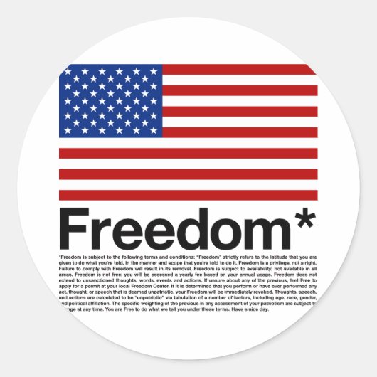Amerika: Vrijheidsomstandigheden Ronde Sticker (Voorkant)
