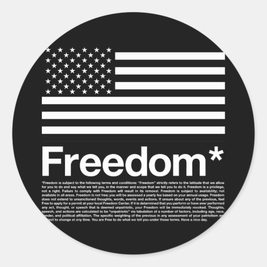 Amerika: Vrijheidsomstandigheden Ronde Sticker (Voorkant)