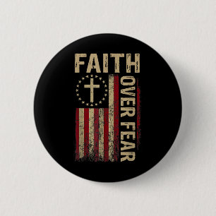 Amerika VS Vlag Geloof Boven Angst Gebed Christeli Ronde Button 5,7 Cm