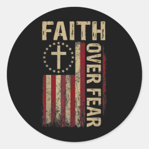 Amerika VS Vlag Geloven Boven Angst Gebed Christel Ronde Sticker