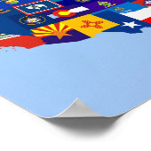 amerika - vsa - amerikaanse vlag - kaart poster (Hoek)