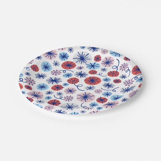 Amerika vuurwerk op 4 juli papieren bordje (Gekanteld)