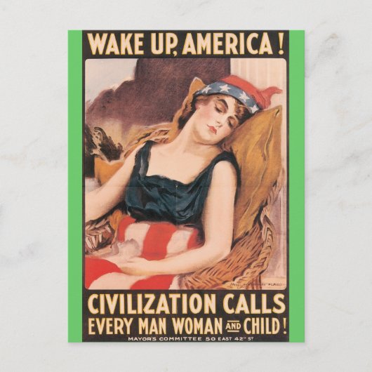 Amerika wakker maken briefkaart (Voorkant)