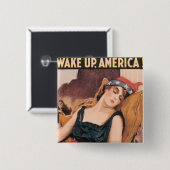 Amerika wakker maken vierkante button 5,1 cm (Voorkant /achterkant)