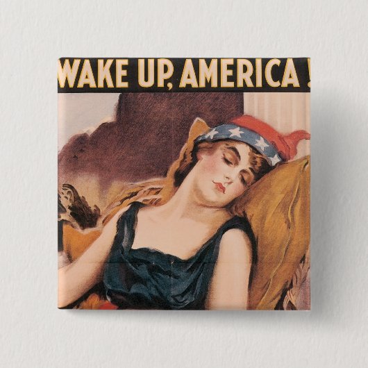 Amerika wakker maken vierkante button 5,1 cm (Voorkant)