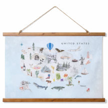 Amerika | Waterverf geïllustreerd overzicht VS