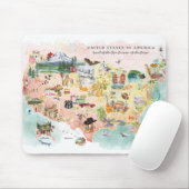 Amerika | Waterverf geïllustreerd overzicht VS Muismat (Met muis)