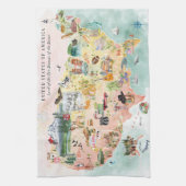 Amerika | Waterverf geïllustreerd overzicht VS Theedoek (Verticaal)