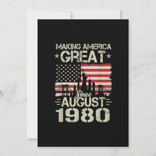 Amerika weer groot sinds augustus verjaardagscadea kaart (Voorkant)
