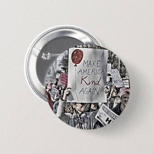 Amerika weer in het harnas ronde button 5,7 cm (Voorkant /achterkant)