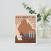 Amerika Welkom in Montana | oldtimerreis Briefkaart (Staand voorkant)