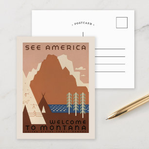 Amerika Welkom in Montana   oldtimerreis Briefkaart