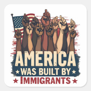 Amerika werd gebouwd door immigranten Trump democr Vierkante Sticker
